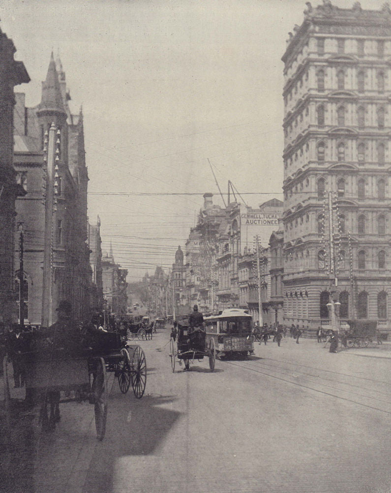 Collins Street, Melbourne. Victoria Australia. STODDARD 1895 old antique print